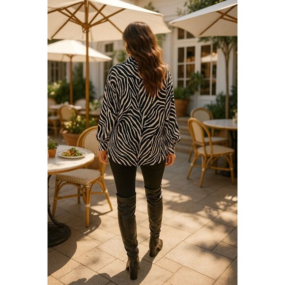 Allison Daley 18 Zebra Statement Blouse Artwear Oversized Bold Graphic Retro - Picture 4 of 12